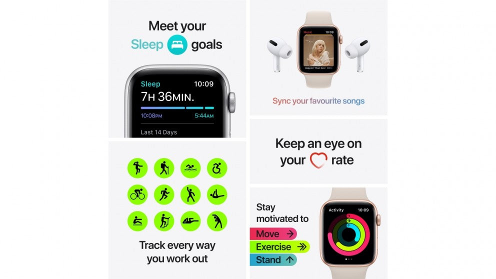 Apple Watch Nike SE 44mm Silver Aluminium Case with Pure Platinum/Black Nike Sport Band - GPS (MKQ73XA)