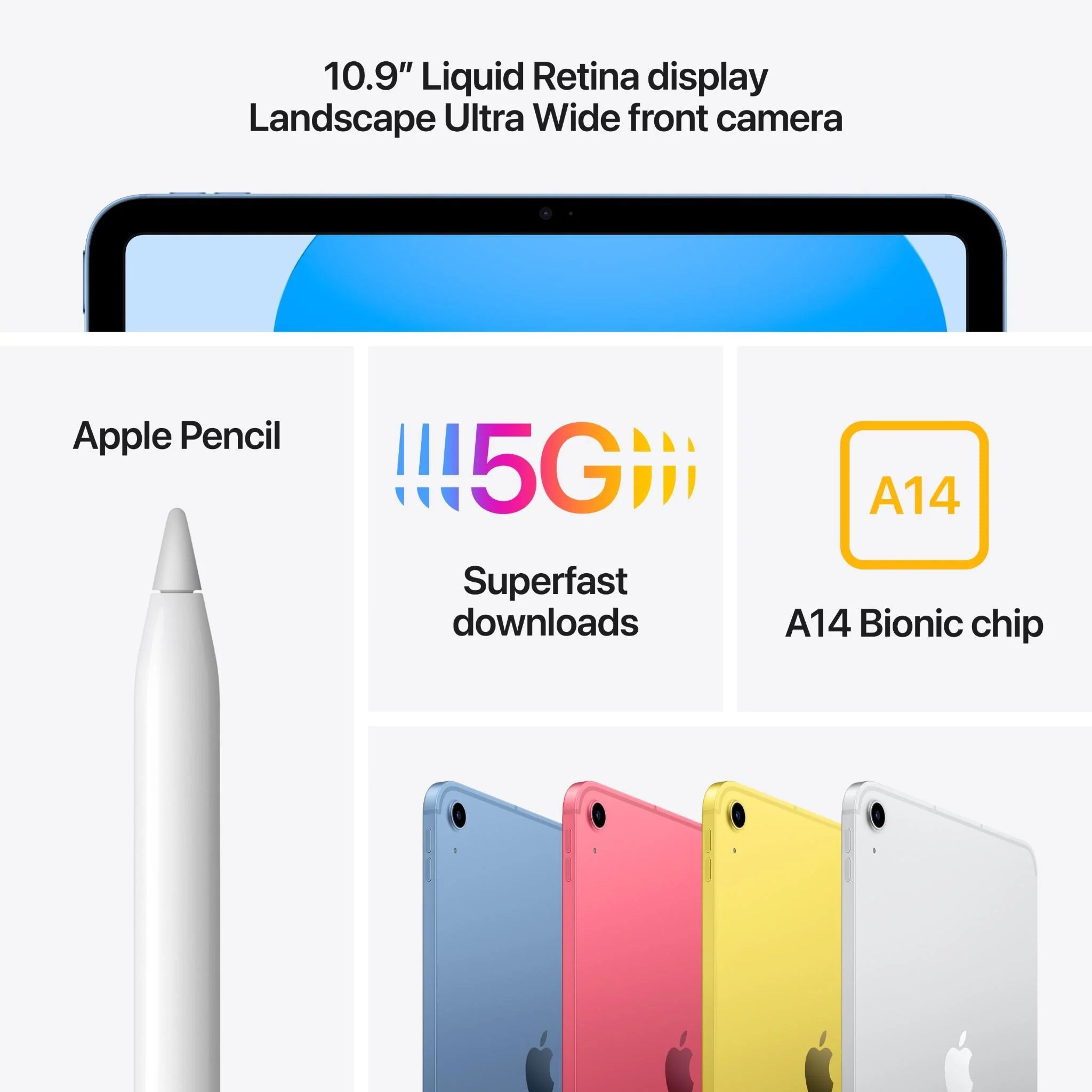 Apple iPad 10.9-inch 64GB Wi-Fi + Cellular (Silver) [10th Gen] (MQ6J3X/A)