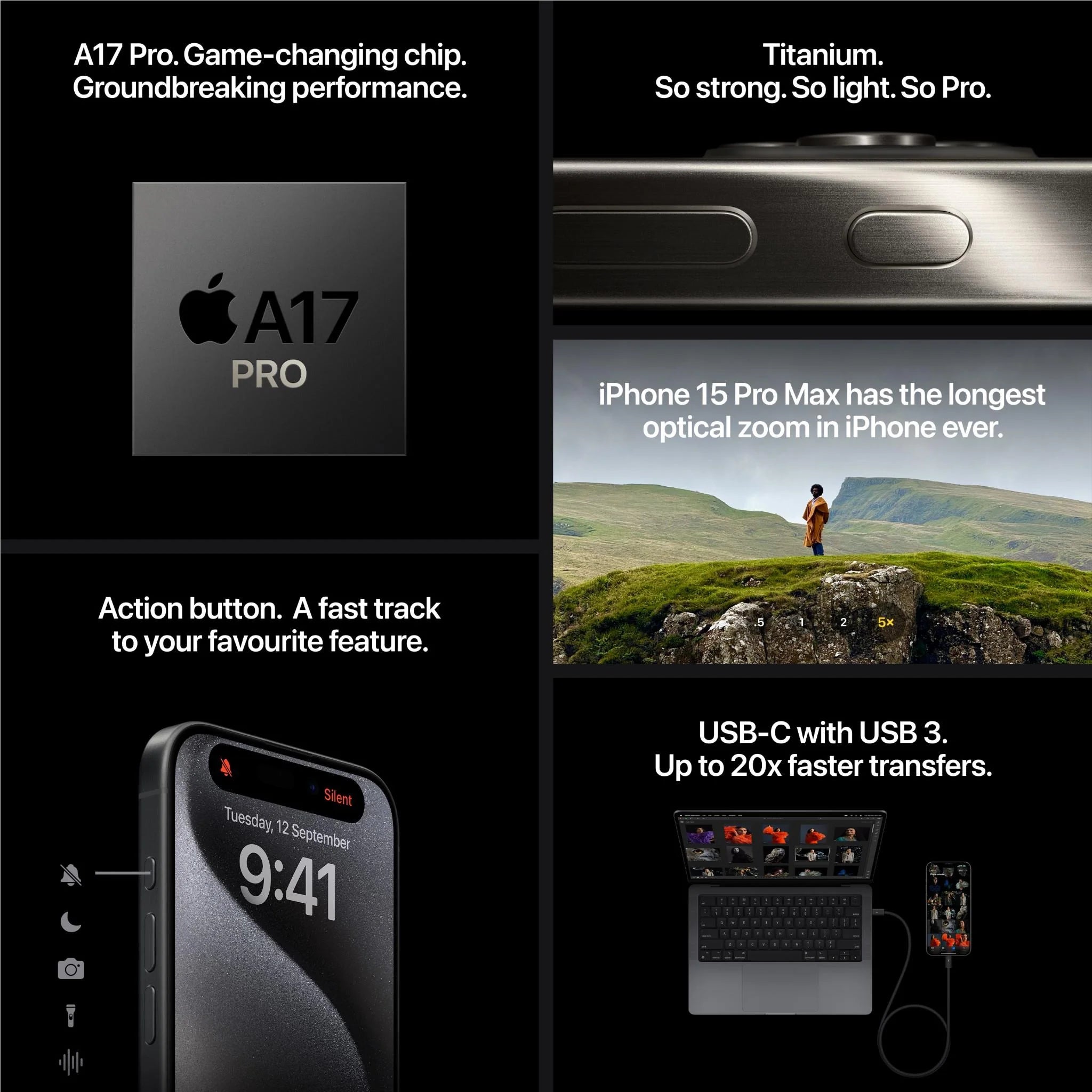 Apple iPhone 15 Pro 128GB (Black Titanium) MTUV3ZP/A