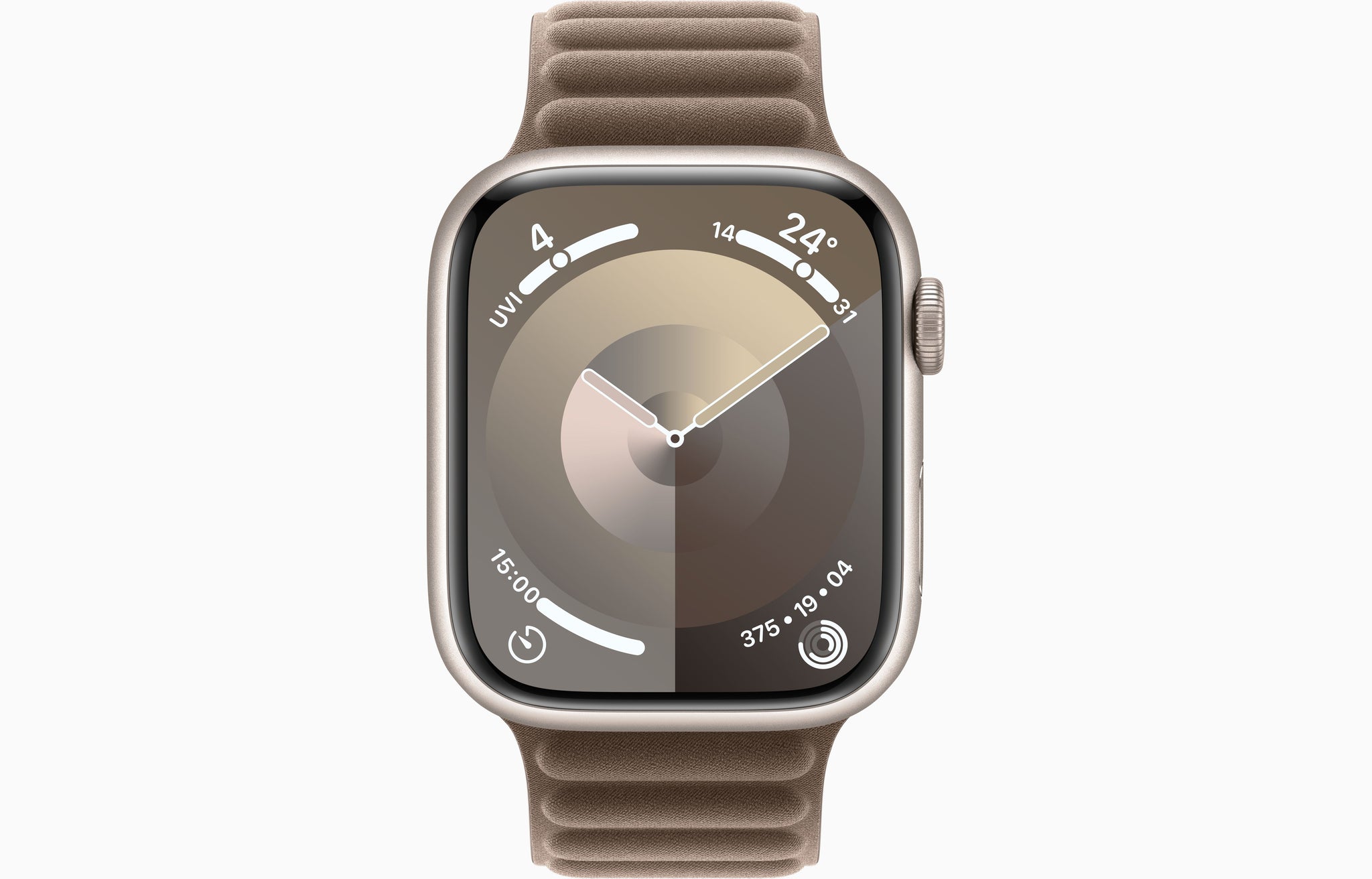 Apple Watch Series 9 GPS + Cellular, 45-mm Starlight Aluminium Case with Taupe Magnetic Link — M/L (MRQG3ZP/A)