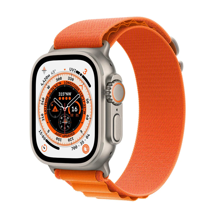 Apple Watch Ultra 49mm Titanium Case GPS + Cellular Ocean Band (Orange) (Small) (MNHH3ZP/A)