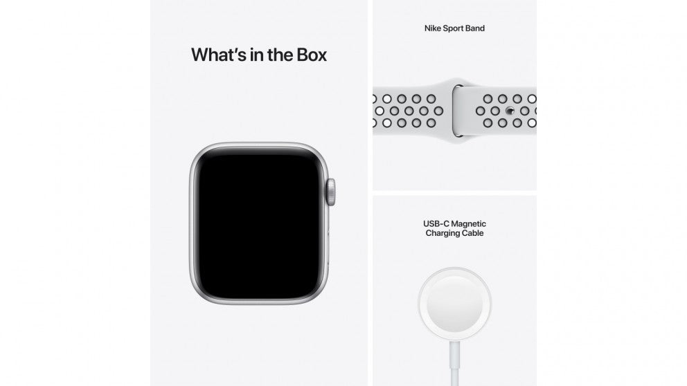 Apple Watch Nike SE 44mm Silver Aluminium Case with Pure Platinum/Black Nike Sport Band - GPS (MKQ73XA)