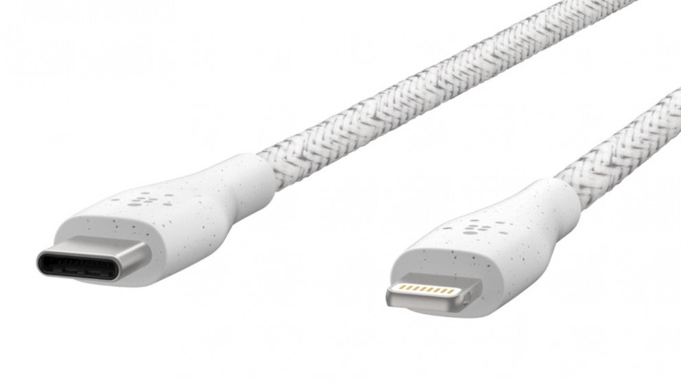 Belkin BOOST↑CHARGE™ USB-C™ Cable with Lightning Connector + Strap (made with DuraTek™) – White, 1.2m (‎F8J243BT04-WHT)