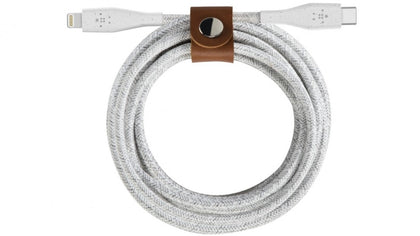 Belkin BOOST↑CHARGE™ USB-C™ Cable with Lightning Connector + Strap (made with DuraTek™) – White, 1.2m (‎F8J243BT04-WHT)